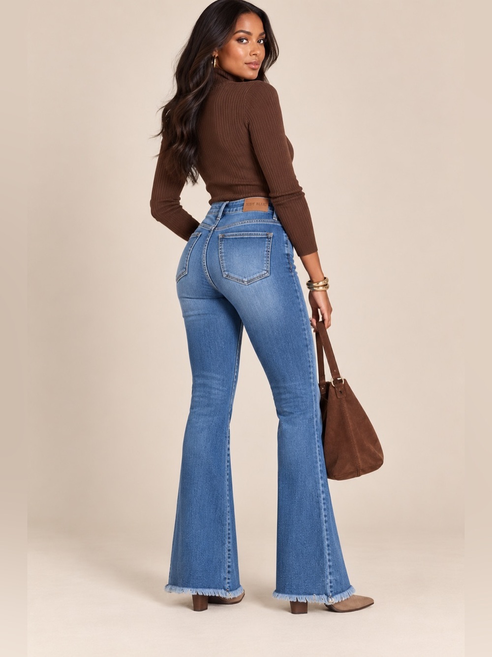 NWT Judy Blue Miley High Waist Flare Jeans Raw Hem Medium Wash 11/30